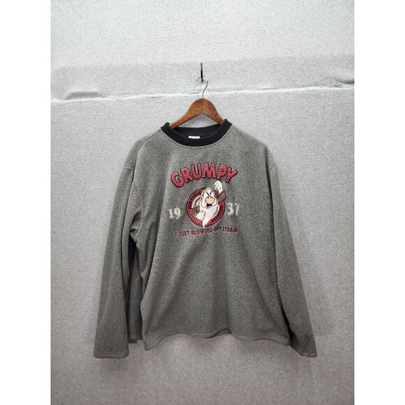 Vintage Disney Store Exclusive Grumpy 1937 Gray Crewneck Sweatshirt Size L 100% - Picture 1 of 4